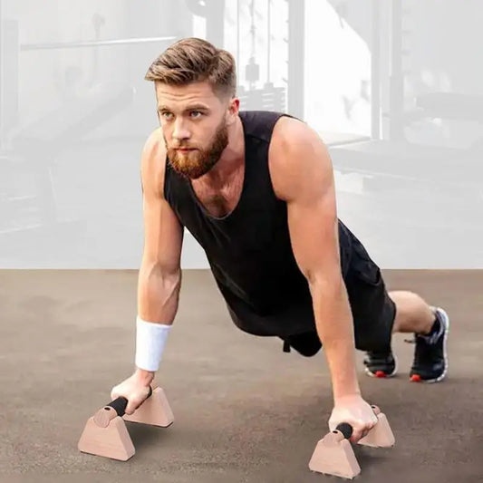 Wood Calisthenics Bar Solid Wood Parallettes Push-Up Bar for Home Gym Floor Workouts Bodyweight Training